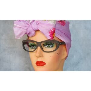 Vintage 1960s De Lotto Cat eye Eyeglasses Frame Faux Wood Pin up Italy NOS